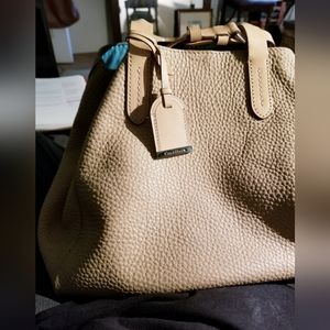 Cole Haan beige pebble leather crossbody tote